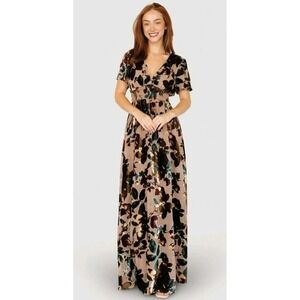 Balticborn Valen Maxi Dress Size Small Burnout Velvet Metallic Floral